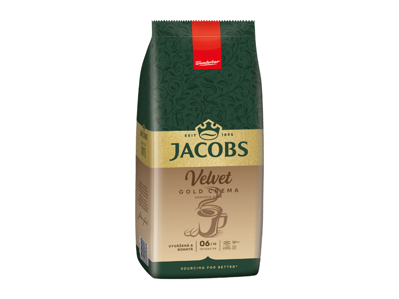 JACOBS VELVET CREMA GOLD - zrnková káva, 4 x 1 kg x 1 - left