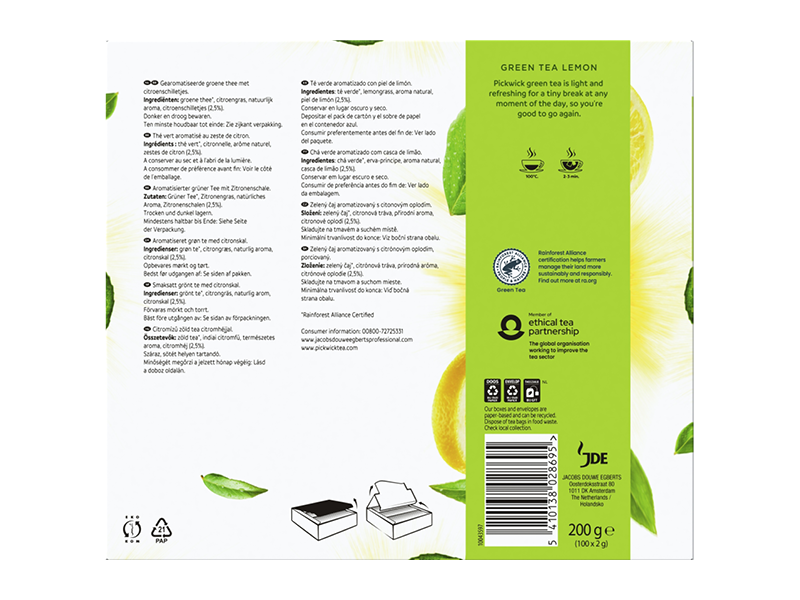 PICKWICK ZELENÝ ČAJ S CITRONEM - back