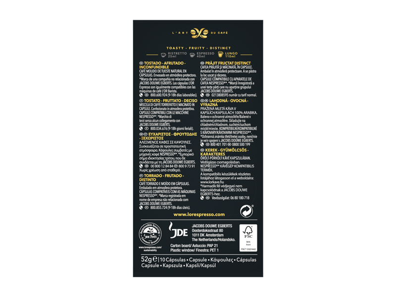 L'OR Lungo Profondo 8 - kapsle pro Nespresso ®*, 10 x 10 ks - back