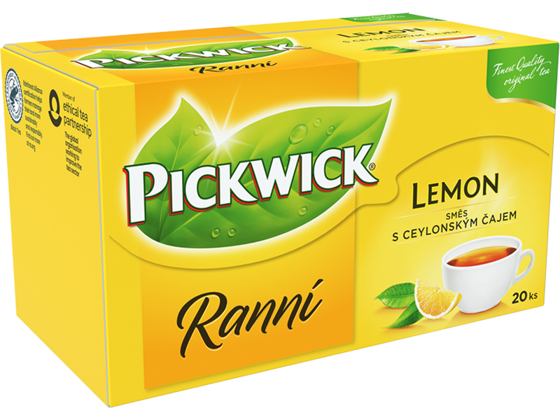 Pickwick Ranní s citronem - černý čaj, 20 x 1,75 g x 12 - left