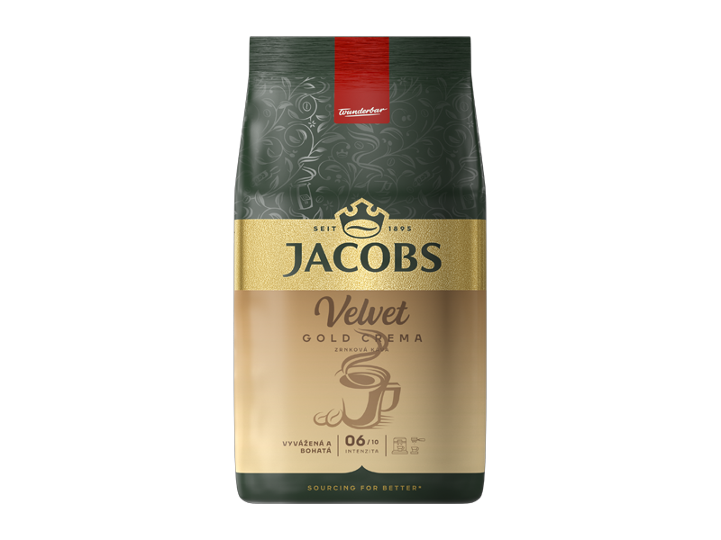 JACOBS VELVET CREMA GOLD - zrnková káva, 4 x 1 kg x 1 - front