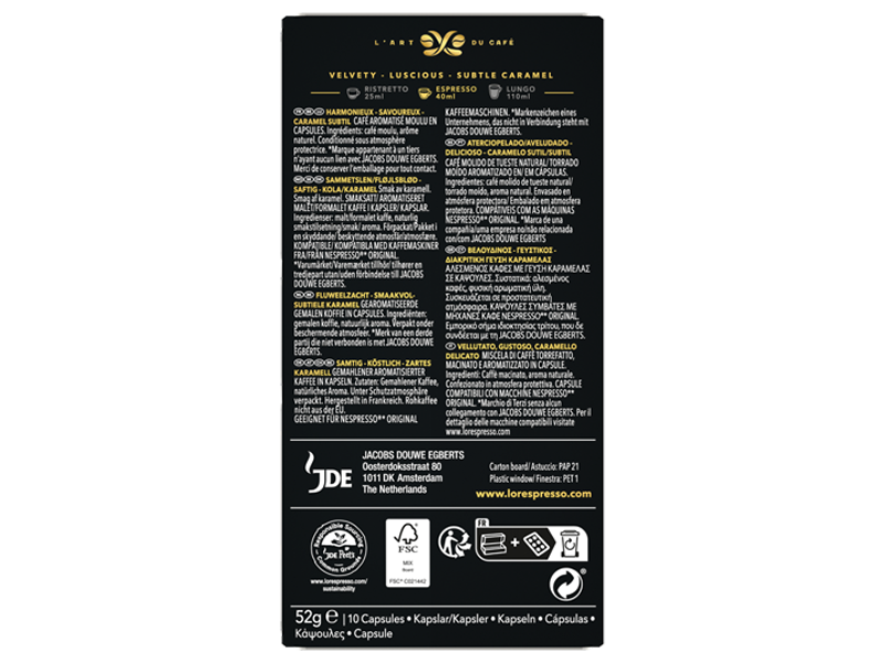L'OR Espresso caramel - kapsle pro Nespresso®*, 10 x 10 ks - back