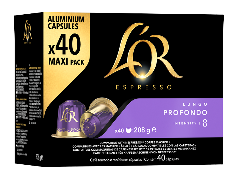 L'OR Lungo Profondo 8 - kapsle pro Nespresso ®*, 5 x 40 ks - left