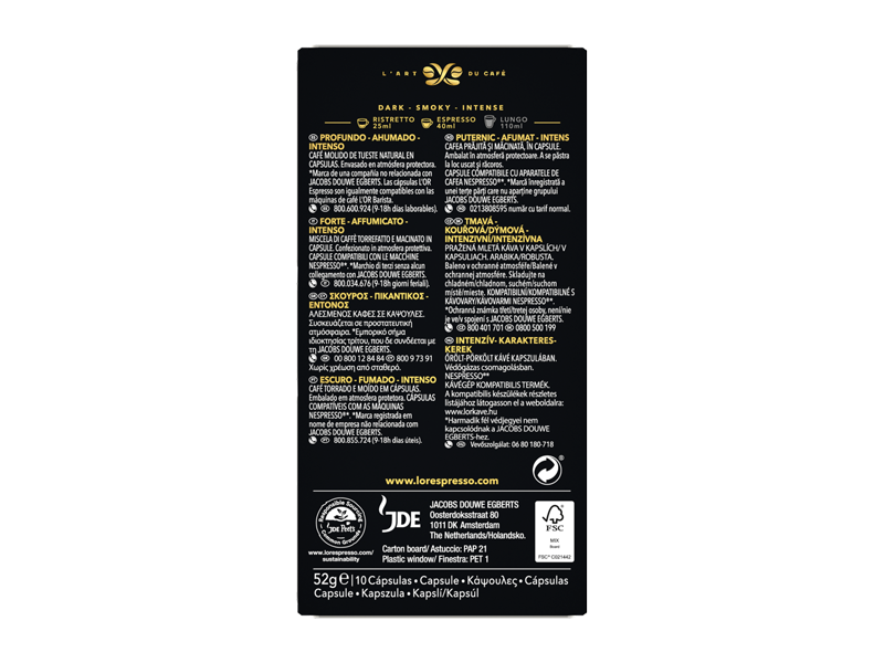 L'OR Espresso Onyx 12 - kapsle pro Nespresso ®*, 10 x 10 ks - back