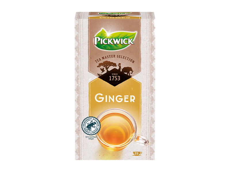 Pickwick Tea Master Selection Ginger - zázvorový čaj, 25 x 1,75g x 4 - čtverec Media type definition