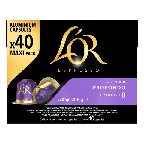 L'OR LUNGO PROFONDO - KOMPATIBILNÍ KAPSLE PRO NESPRESSO®* ORIGINAL, 5 X 40 KS