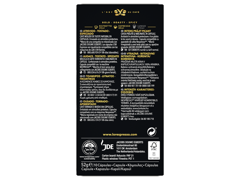 L'OR Espresso Forza - kapsle pro Nespresso®*, 10 x 10 ks - back