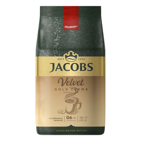 JACOBS VELVET CREMA GOLD - ZRNKOVÁ KÁVA, 4 X 1 KG X 1