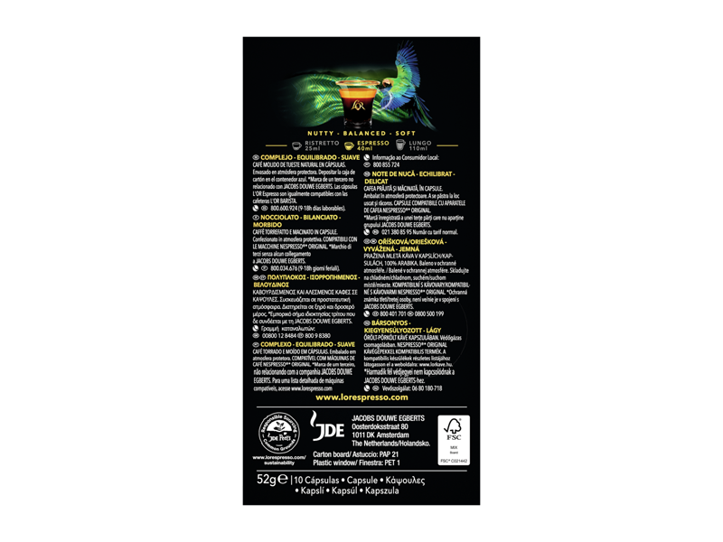 L'OR BRAZIL - KOMPATIBILNÍ KAPSLE PRO NESPRESSO®* ORIGINAL, 10 X 10 KS - back