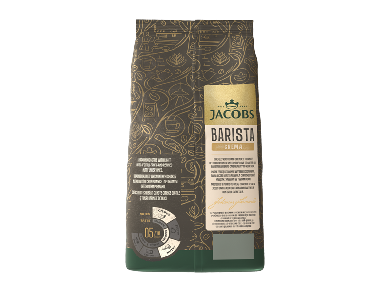 Jacobs Barista Espresso – zrnková káva, 4 x 1000 g x 1 - back