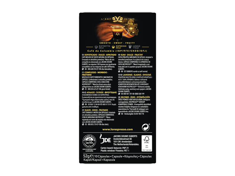 L'OR Espresso Colombia 8 - kapsle pro Nespresso®*, 10 x 10 ks - back