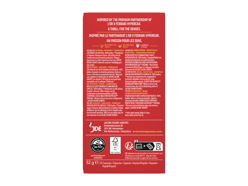 L’Or Espresso Imola Ferrari 12 - kapsle pro Nespresso®*, 10 x 10 ks - back