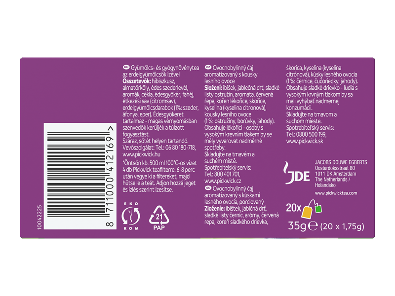 Pickwick Fruit Fusion Lesní ovoce, 20 x 1,75g x 12 - back