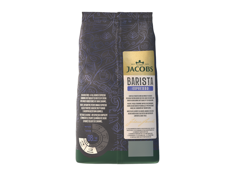 Jacobs Barista Espresso – zrnková káva, 4 x 1000 g x 1 - back