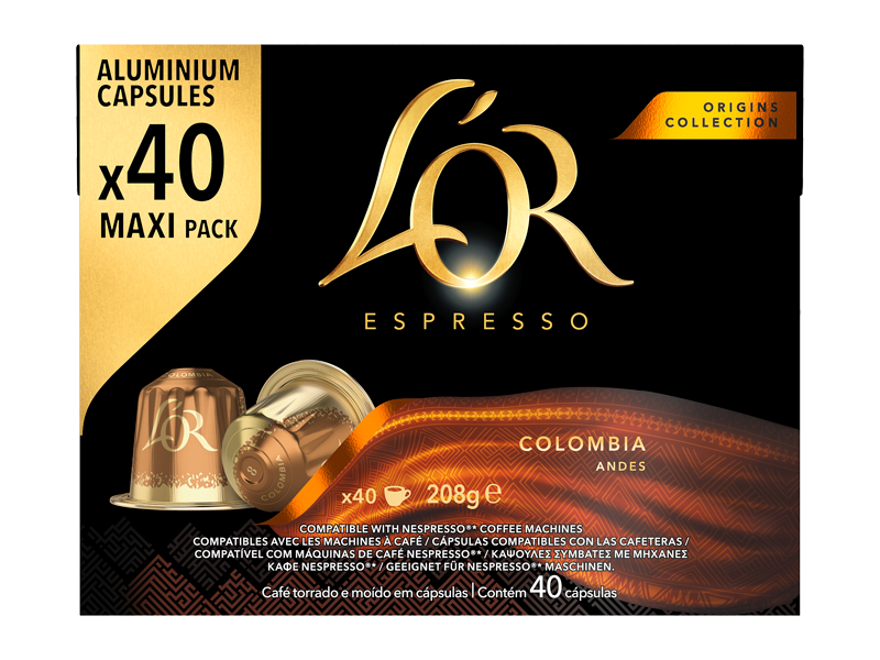 L'OR Espresso Colombia 8 - kapsle pro Nespresso®*, 5 x 40 ks - front