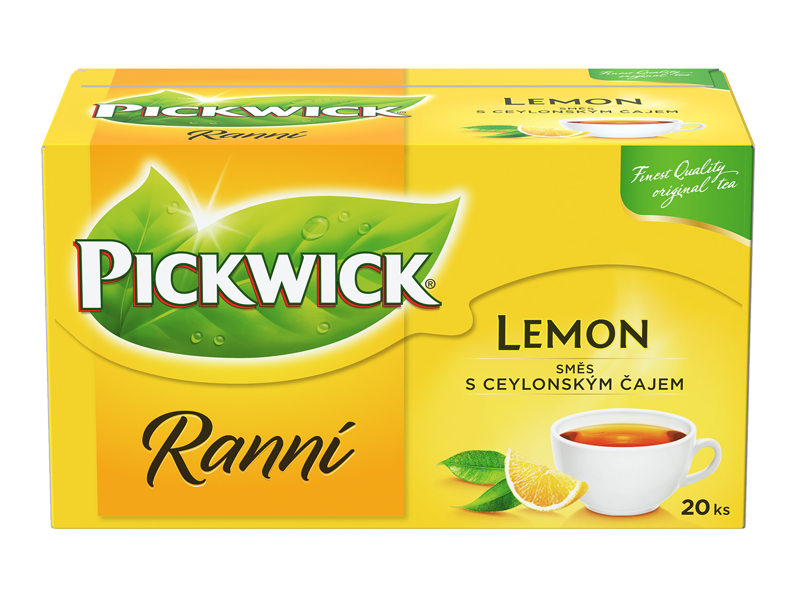 Pickwick Ranní s citronem - černý čaj, 20 x 1,75 g x 12 - front