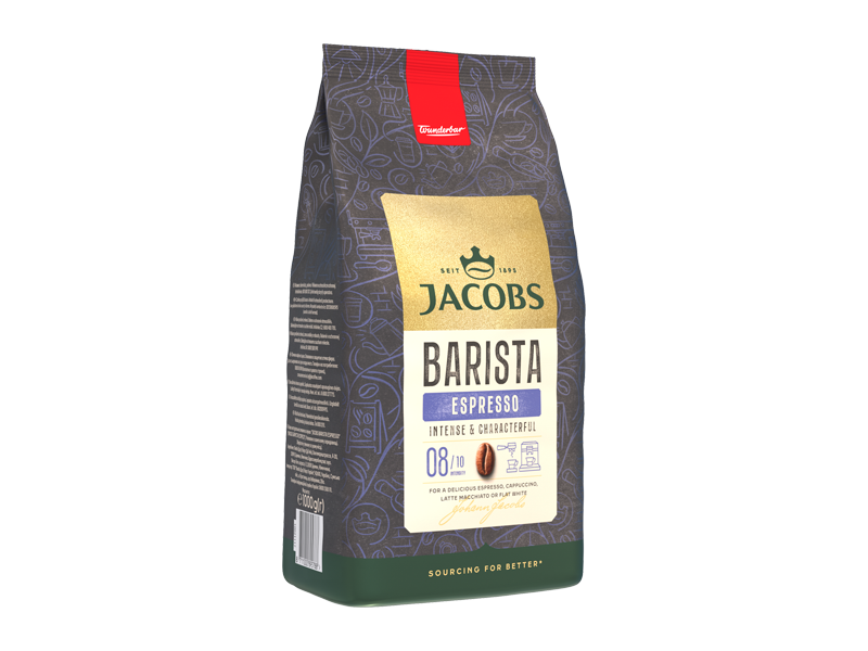 Jacobs Barista Espresso – zrnková káva, 4 x 1000 g x 1 - left